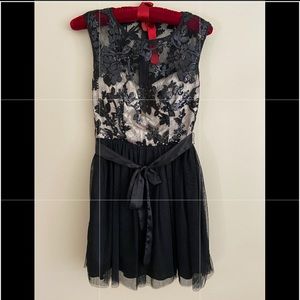 Black Sequined & Cream Colored Formal/Dance Dress